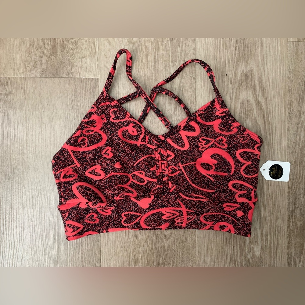 Heart Patterned Women's Bralette - Red